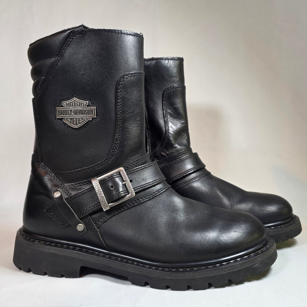 Harley-Davidson Booker Engineer Boots Black Mens 8.5M D95194 Leather Bikercore